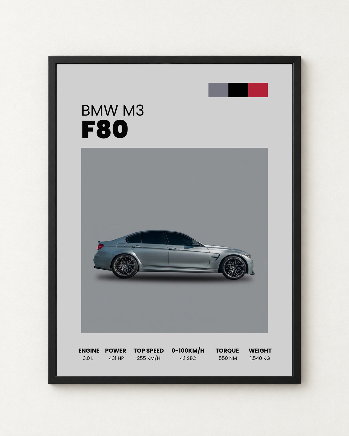 BMW M3 (F80) Özel Tasarım Otomobil Posteri