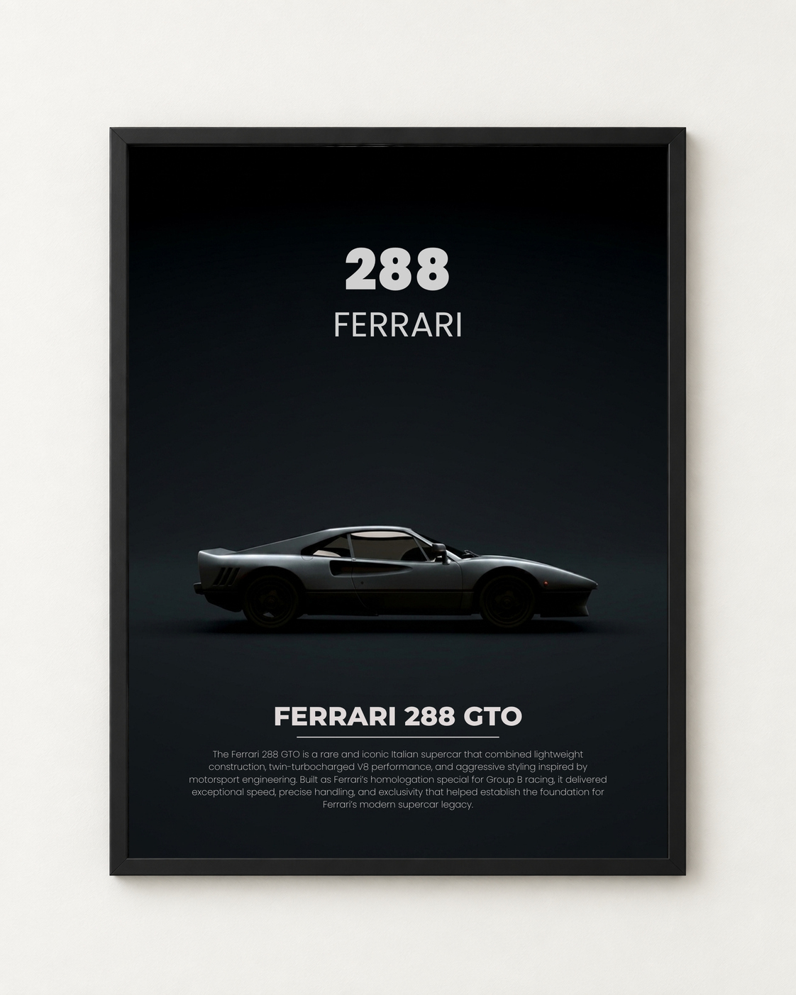 Ferrari 288 GTO Özel Tasarım Otomobil Posteri
