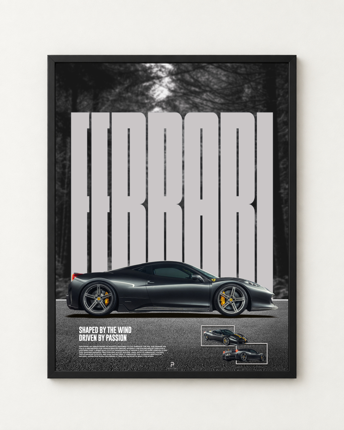 Ferrari 458 Italia Özel Tasarım Araba Posteri / Çerçeveli Duvar