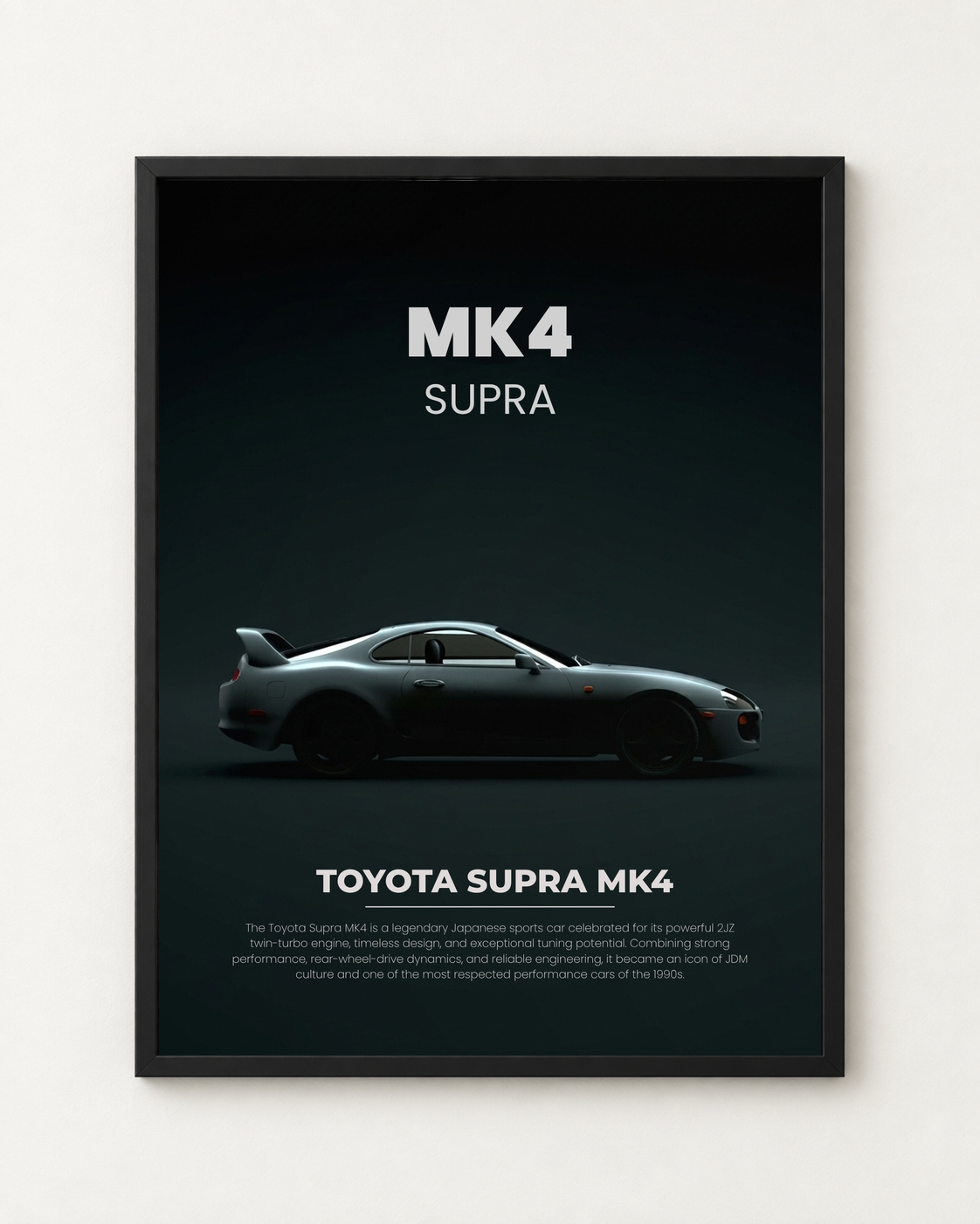 Toyota Supra MK4 Özel Tasarım Araba Posteri / Çerçeveli Duvar