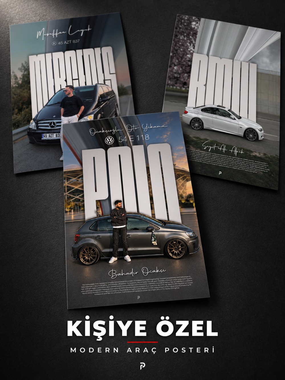 Kişiye Özel Araç Posteri / Modern Tasarım / Çerçeveli